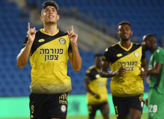 עדיין תקועה: תיקו 1:1 למכבי נתניה מול הפועל תל אביב עומרי גנדלמן כובש שער מכבי נתניה