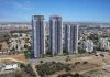 קבוצת אזולאי מכרה 68 דירות לקרן הריט בעלות 206 מלש"ח בתמונה: ההדמיה של שלושת בנייני פרויקט בן צבי בנתניה.