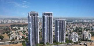 קבוצת אזולאי מכרה 68 דירות לקרן הריט בעלות 206 מלש"ח בתמונה: ההדמיה של שלושת בנייני פרויקט בן צבי בנתניה.