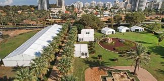 מעל 2,000 בני נוער השתתפו פעילות והסברה לפני גיוס בתמונה: צילום רחפן של המתחם לעידוד שירות משמעותי - אירוע בן יומיים שהתקיים במרכז בית יד לבנים בנתניה