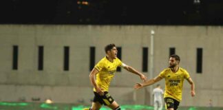 מכבי נתניה נערכת לחיזוקים; תוכניות הרכש תקועות בתמונה: עומרי גאנדלמן - מכבי נתניה מבקיע שער במהלך המשחק מול הפועל תל אביב (1.1)