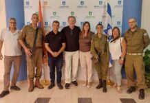 מפקדת מחוז דן בפיקוד העורף בחנה את היערכות נתניה בתמונה מפקדת מחוז דן בפיקוד העורף, אלוף משנה שני גרשי אברג'יל, מ"מ ראה"ע נתניה טלי מולנר והצוות המקצועי של עיריית נתניה