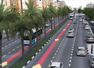 800 מיליון שקלים בהפיכת נתניה ידידותית לתחבורה ציבורית נתיבי תחבורה ציבורית בנתניה. עלות ההקמה: 800 מיליון שקלים. צילום הדמיה